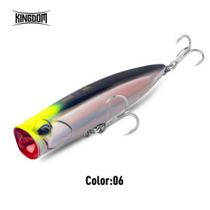 KINGDOM Floating Popper Fishing Lure 135mm 160mm 190mm Topwater Hard Bait Transparent Popper Wobbler for Saltwater Bass Fishing