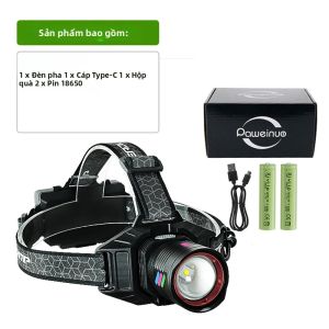 350000000LM Đèn Pha LED Công Suất Cao Có Thể Sạc Lại 18650 Đèn Pha Tầm Xa 4000m Đèn Pin Để Câu Cá Săn Bắn Đèn Pin Đeo Đầu