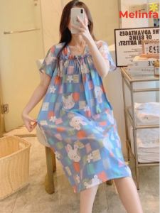 Váy ngủ nữ ngắn tay đầm mặc nhà dễ thương mùa hè freesize rộng rãi đầm bầu vải lanh Cotton lụa tự nhiên mềm mại thoáng mát mã VAV0366