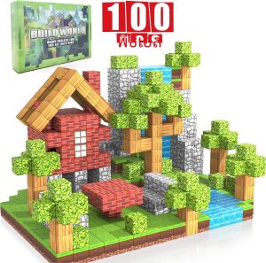 100PCS บล็อกแม่เหล็กของเล่นสร้าง Mine Magnet World ชุดสําหรับชายหญิง STEM Montessori Sensory ก้อนสําหรับเด็กวัยหัดเดินของขวัญ