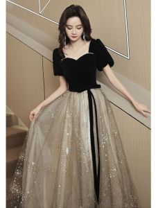 Black Princess Style Birthday Dress 18th Anniversary Adult Ceremony Performance Long Gown Womens Fashionable Evening Dress