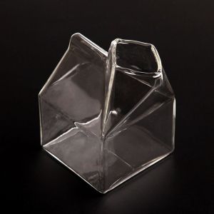 Gelas Kotak Susu Jus Kaca Transparan Kreatif Gelas Minuman