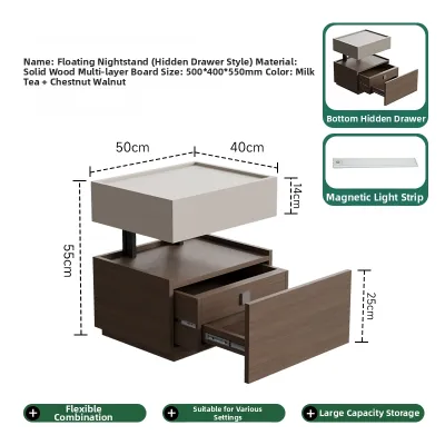 Floating Stone Minimalist Style Bedside Storage Cabinet