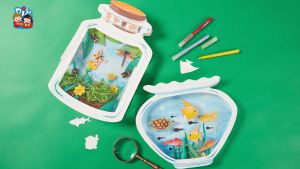 Kids Art and Craft DIY Light Aquarium Ocean Fish Tank Insect World Glowing Painting Paper Craft