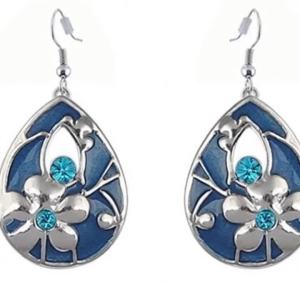 Womens Trendy Charm Earring Water Drop Shape Rhinestone Enamel Fashion Jewelry Accessory
