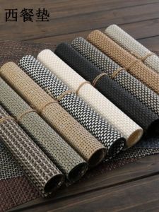 Tấm Trải Bàn Ăn Phong Cách Châu Âu Dày Chống Trượt Cách Nhiệt PVC Tấm Trải Bàn Ăn Kiểu Nhật Tấm Lót Bát Đĩa Hình Chữ Nhật
