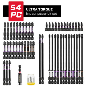 Geinxurn 54PCS 1“2”3"6"Impact Magnetic PZ1PZ2PZ3 Screwdriver Bit SetS2 Alloy Steel Bit with Magnetizer/Demagnetizer with Base