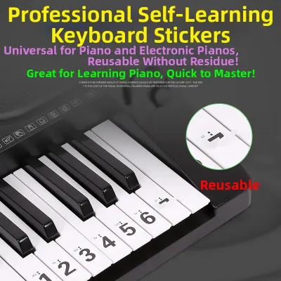 Piano Keyboard Stickers 88 Keys 61 Key Electronic Keyboard Scroll Piano Key Staff Notation Scale Buttons Labels Digital Stickers