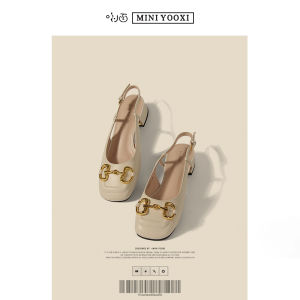 รองเท้าแตะ Mary Jane สำหรับผู้หญิง ทรงหัวเหลี่ยม หัวเข็มขัดเชือกผูก รองเท้าส้นกลาง ทรงนางฟ้า รองเท้าแฟชั่นฤดูร้อน รองเท้าส้นแบน