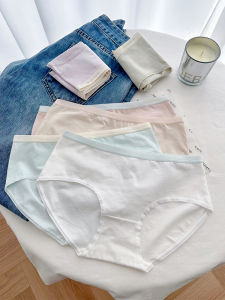 กางเกงชั้นในผ้าฝ้ายบางสำหรับผู้หญิงในฤดูร้อน กางเกงชั้นในทรงสามเหลี่ยมเอวกลางระบายอากาศได้ดี กางเกงขาสั้นทรงเข้ารูปสำหรับสาวๆ ผ้าฝ้ายแท้ 7A ป้องกันแบคทีเรีย
