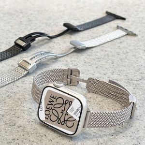 สายนาฬิกาแม่เหล็กแบบบางพร้อมหัวเข็มขัดแบบแม่เหล็กสำหรับ Apple Watch S9/S8/SE สายนาฬิกาแบบหนังสัมผัสหรูหราสำหรับผู้หญิง