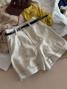 DUOFEIYAN | Vintage Style A-line Flared Cotton Linen Shorts For Short Women