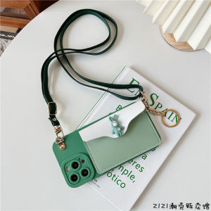 Red Wine Color Bear Shaped Silicone Wallet Crossbody Phone Case Accessory for  16Promax Anti-Fall Card Holder Pouch