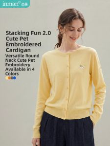 INMAN | Pet Embroidery Round Neck Long Sleeve Simple Style Sweater