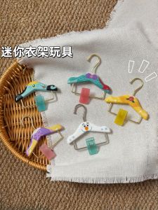 Mini Toy Doll Clothes Hanger Childrens Pretend Play Microscopic Food Toy Wooden Clothes Hanger Pet Clothes Display Rack Clothes Hanger