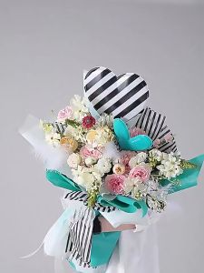 15 Lembar Flower Wrapping Paper Gradient Cellophane Kertas Buket Motif Gradasi Bunga Florist KB6114