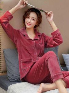 Bộ Đồ Ngủ Lông Cừu Coral Fleece Dày Dặn Ấm Áp Cỡ Lớn Bộ Đồ Ngủ Lông Cừu Lông Chim Quần Áo Mặc Nhà Mùa Đông Cho Nữ