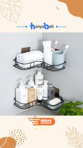 Rak Kamar Mandi Rak Dapur Tempat Penyimpanan Serbaguna Rak Besi Gantung Tempel Dinding Tanpa Bor