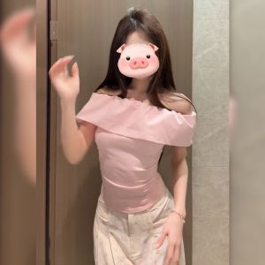 BINKAFENNY | เสื้อเชิ้ตแขนสั้นคอวีสีชมพูสไตล์ฝรั่งเศสสำหรับผู้หญิงในช่วงฤดูร้อน ดีไซน์เข้ารูป กระโปรงสั้น แขนสั้น ทรงเข้ารูป