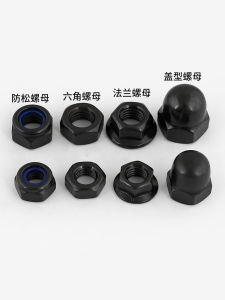Black Hexagonal Stainless Steel 304 Flange Nuts Prevent Loosening Screw Caps Cover Type National Standard Fastener Hardware