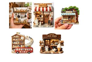 Retro Resin 3D Relief Refrigerator Magnets Creative Miniature Shop House Decor Fridge Stickers Unique  Home Ornament Gift