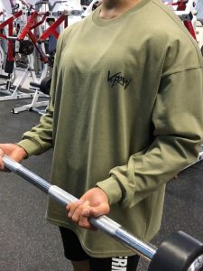 Mens Fitness Casual Long Sleeve Basketball Cotton Sweatshirt Loose Breathable Running Clothes Lightweight Training Spring Autumn