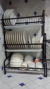 2/3-Tier Dish Rack Stainless Steel Kitchen Countertop Plate Organizer Storage Shelf Dish Cabinet Rack Kitchen Storage Organizer Organizer Dishes Draining Rack Plate Organizer