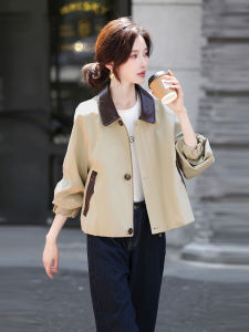 MANWUJINGLING | Early Autumn Colorful Notched Collar Patchwork Short Loose Casual Fitting Windbreaker