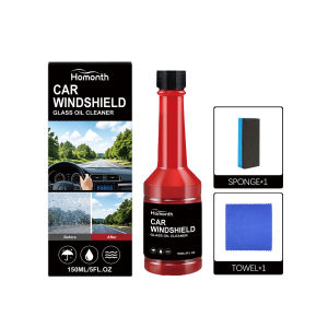 Car Windshield Oil Film Cleaner Remover 150ml Fog Rain Repellent Water Beading Clear Vision Hydrophobic Auto Glass Polishing Kit