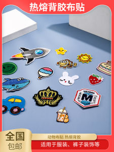 Cartoon Patch Embroidery Iron-On Fabric Repair Sticker Clothing Hole Repair Hot Melt Adhesive Backing Sewing DIY Accessories