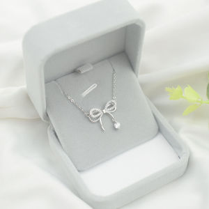 925 Sterling Silver Bow Necklace for Women Accessible Luxury Special-Interest Design Dignified Pendant 2024 New Arrival Fancy Gift