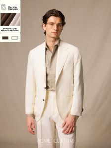 Machine Washable Wrinkle-Resistant Strong-Twisted Wool Suit Set for Men