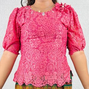 MISS NAULI  Blouse Brukat - Atasan Kebaya Modern Bahan Semi Perancis XXS -2L  Lengan Balon Terbaru