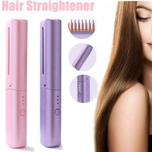 RVGCHC SHOP 2 in 1 Straightening Curling Brush Fast Heating Negative Ion Wireless Hair Comb Metal Ceramic Heating Element Styling Tools Women