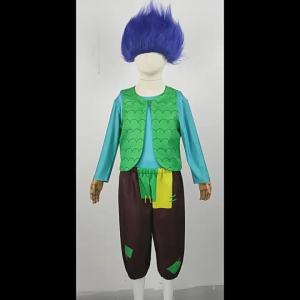 Anime Boys Trolls Branch Costume Girls Trolls Poppy Cosplay Wig dresses Halloween Costume for Kids Purim Carnival Outfits