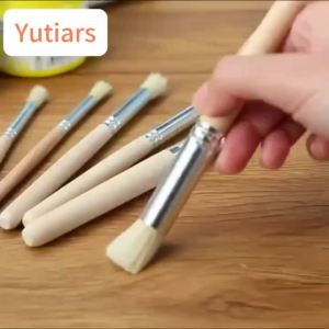 6/12/18 Chiếc Bộ Cọ Sơn Stencil Có Tay Cầm Bằng Gỗ Lông Tóc Cho Đồ Thủ Công DIY Màu Nước Dầu Và Tranh Acrylic