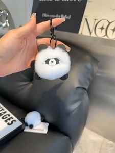 Gantungan Kunci Motif Panda Lucu Animal Keychain Accecories Bagchain Pom Pom Aksesoris Hiasan Tas