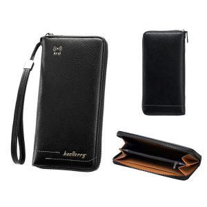 Baellerry RFID Blocking Wallet for Men PU Leather Zipper Handbag Long Coin Purse with Credit Card Holder Business Card Case