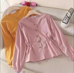 Baju Atasan Kemeja Wanita Jumbo Terbaru Kekinian Leher V Atasan Wanita Dewasa Busui friendly