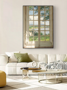 French Window Scene Small Fresh Ins-style Vintage Cozy Decorative Painting