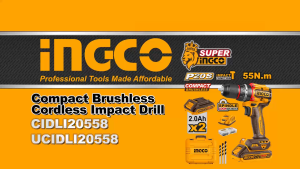 Máy khoan pin 20V ba chức năng có búa motor không chổi than lực siết 55Nm INGCO thân máy CIDLI205581/ Full bộ CIDLI20558