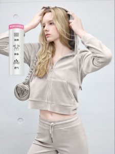 Juicy Couture | Drill Glitter Hooded Slim Fit Velvet Jacket