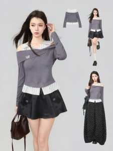 KEIKO | Stylish Elegant Patchwork Off-Shoulder Top