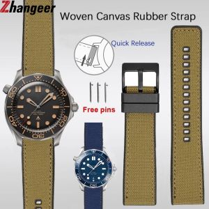 Zhangeer สายนาฬิกาผ้าแคนวาส 24 มม. กันน้ำไนลอนอเนก สำหรับกีฬา ยาง TPU22 มม. สีเงินสีดำ สำหรับ Seiko ให้ชมของการผลิตสายนาฬิกา ให้สุขภาพดี และเป็นเครื่องดื่มที่สวยงาม