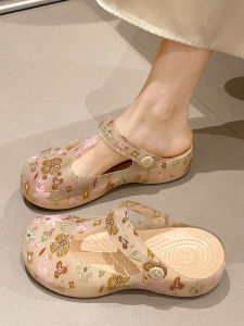 รองเท้าแตะพื้นนุ่มลายดอกไม้สุดน่ารักสำหรับผู้หญิงในช่วงฤดูร้อน รองเท้าแตะแบบสวมหัวกันลื่นสำหรับคุณแม่วัยตั้งครรภ์ รองเท้าแตะแบบสวมสำหรับใส่ไปชายหาด