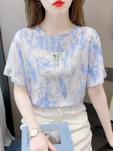 Fashionable Pure Cotton Short Sleeve T-Shirt Womens Summer Versatile Personality Top Slimming Design Korean Style Casual Wear