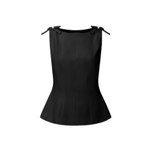 LadyS Elite | Black and White Key Design Sleeveless Top Flare Pants Set for Early Autumn Workplace