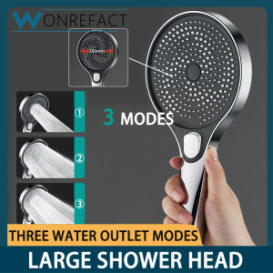 Shower Room Handheld Water Saving Shower Head High Pressure 3 Mode Chrome Durable ABS Large Panel Shower Spray Nozzle