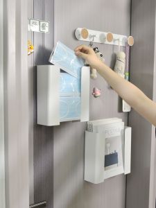 กล่องเก็บหน้ากากอนามัยแบบดูดซับแม่เหล็ก ติดผนัง สำหรับใช้ในบ้าน สำหรับเด็ก หน้ากากอนามัย หน้ากากปากและจมูก กล่องเก็บของแบบญี่ปุ่น