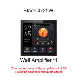 4-Channel 25W Bluetooth Wall Amplifiers with 4-Inch Touch Screen 2 Zone Audio Volume Host FM AUX TF Sound Music Control Panel